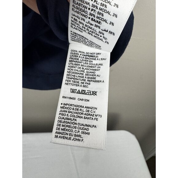 Navy Blue Square Neck Cotton Top XL Minimal Coastal Classic Elevated Basic NWT - Picture 5 of 9